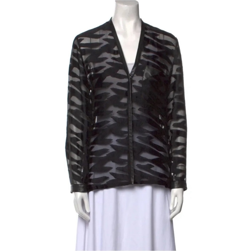 Helmut Lang Top | black blouse with leather trim size P